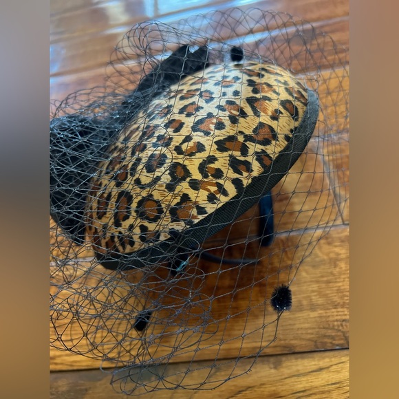 Tasha Fascinator Hat Headband Leopard Black - Picture 2 of 10